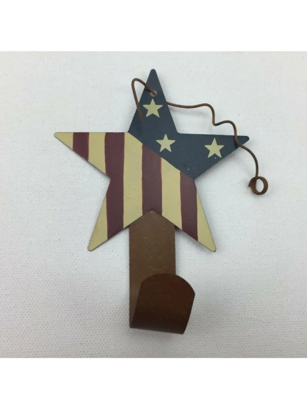 Americana Home Decor Metal Key Coat Hook Hanger Stars Stripes Blue Red White